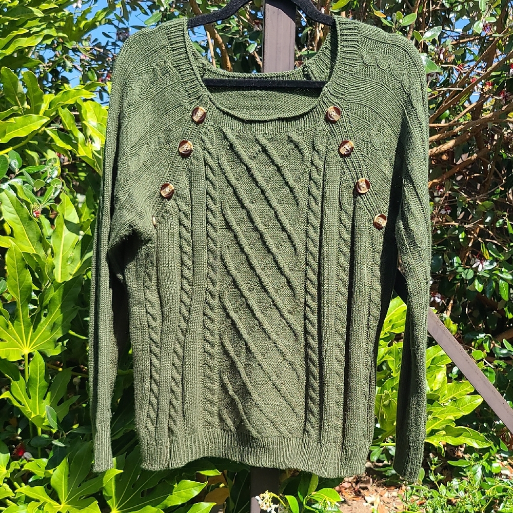 Olive Green Cable Knit Sweater